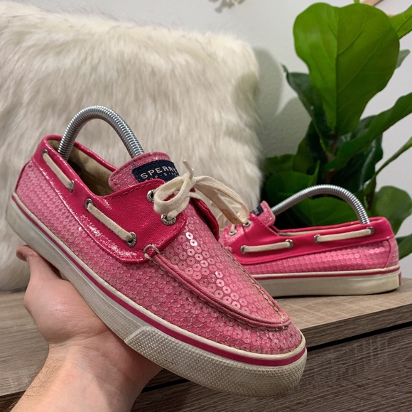 Sperry Shoes - Sperry Top-Sider Pink Sequins Bahama Boat Shoes